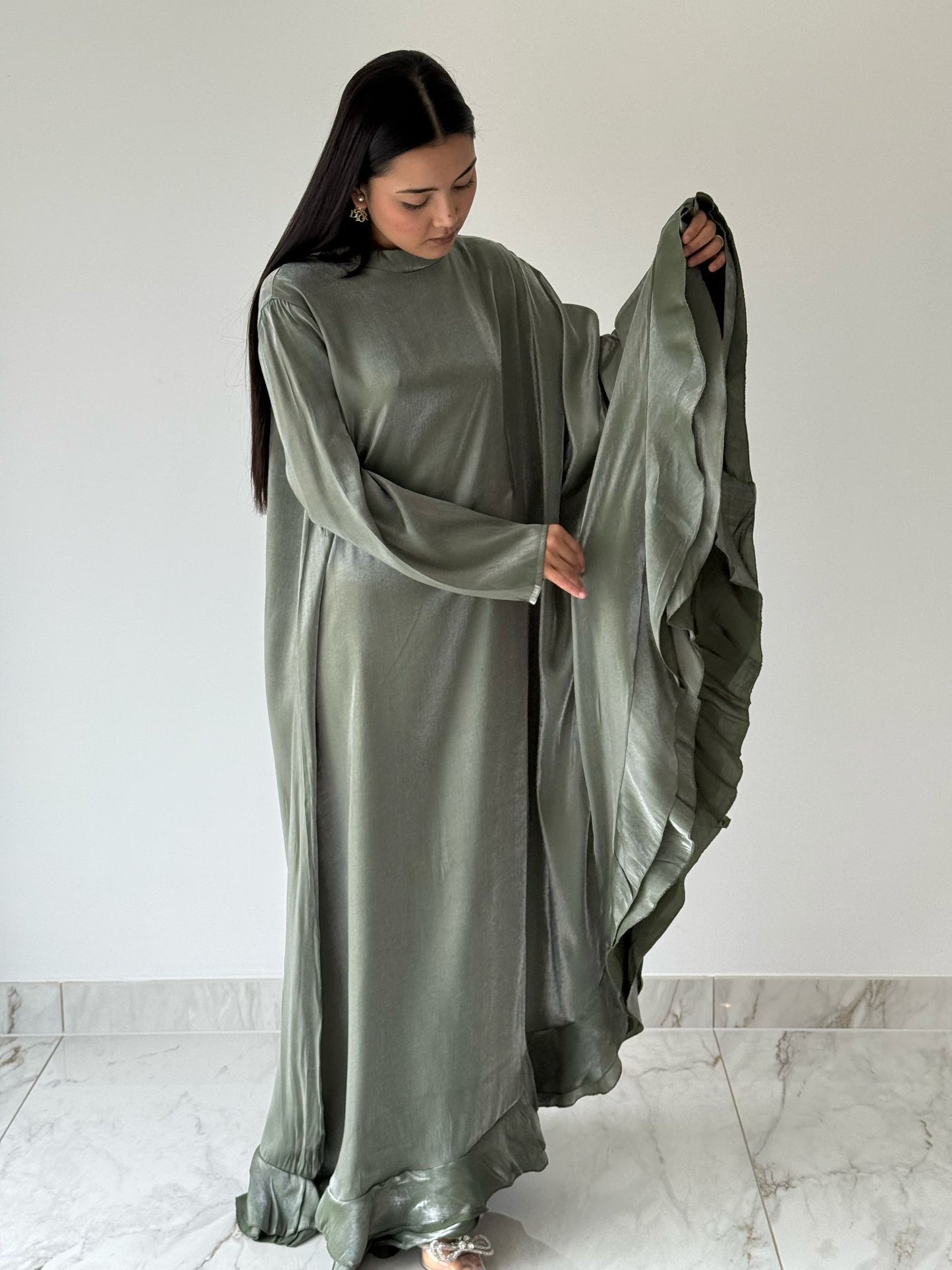 Sage Frilled Kaftan