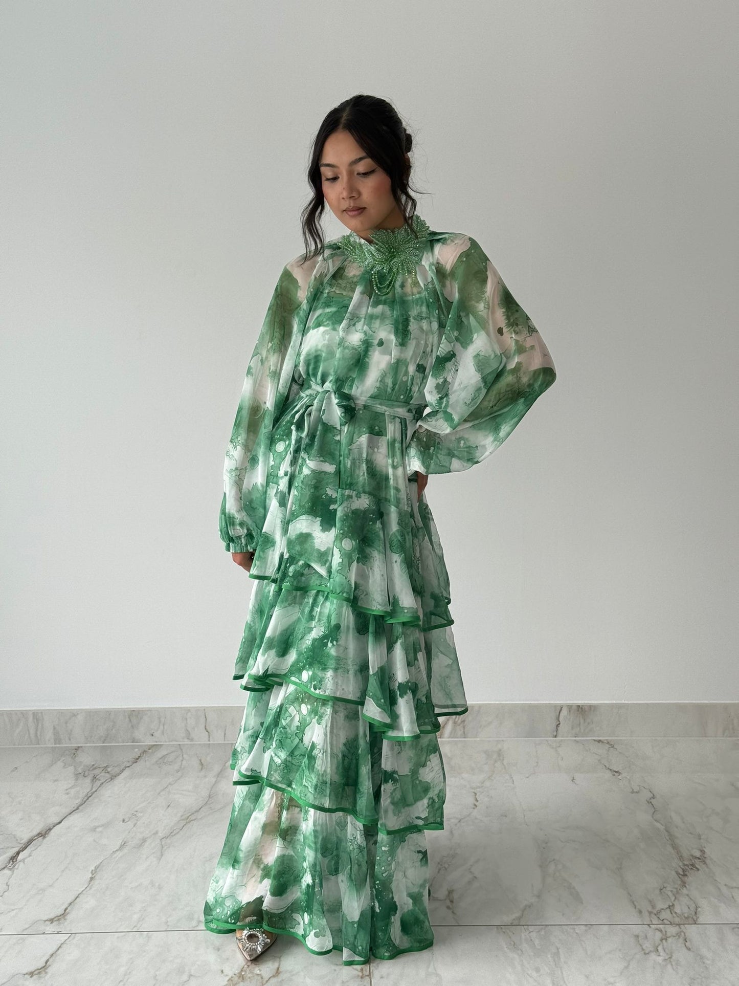 Meadow Green Ruffle Maxi Dress