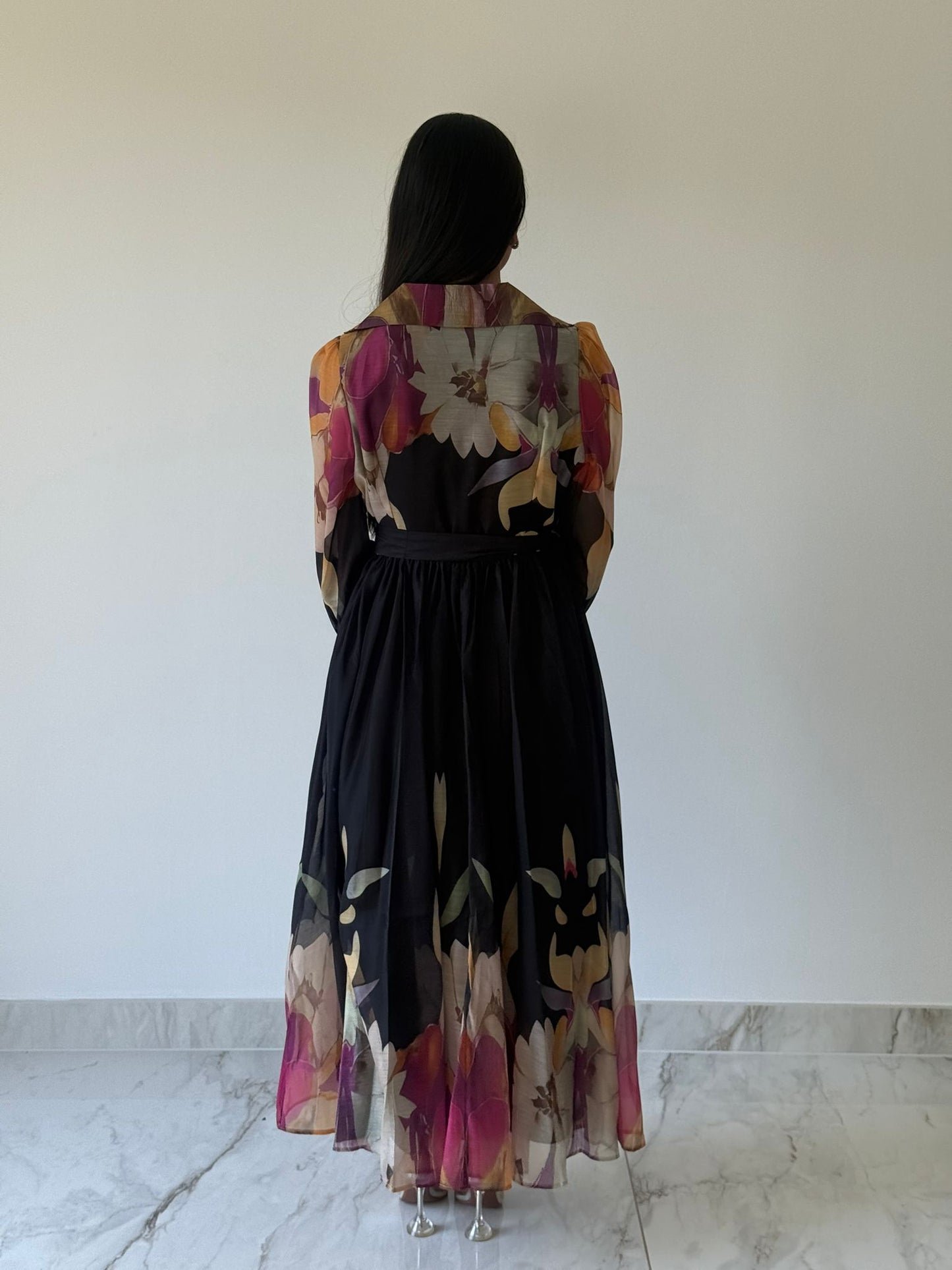Black Bloom V-Neck Maxi Dress