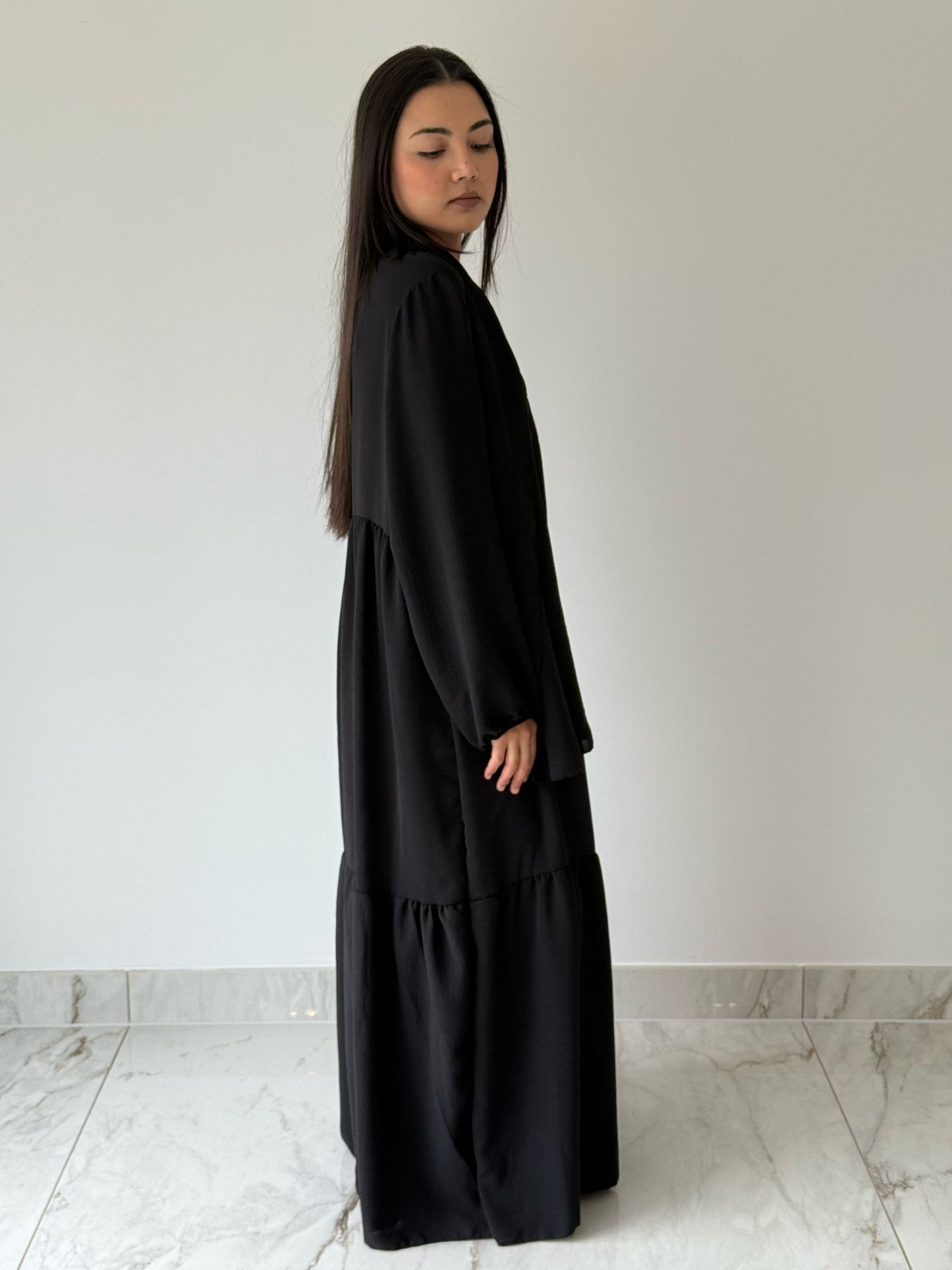 Black Abaya with Attached Scarf