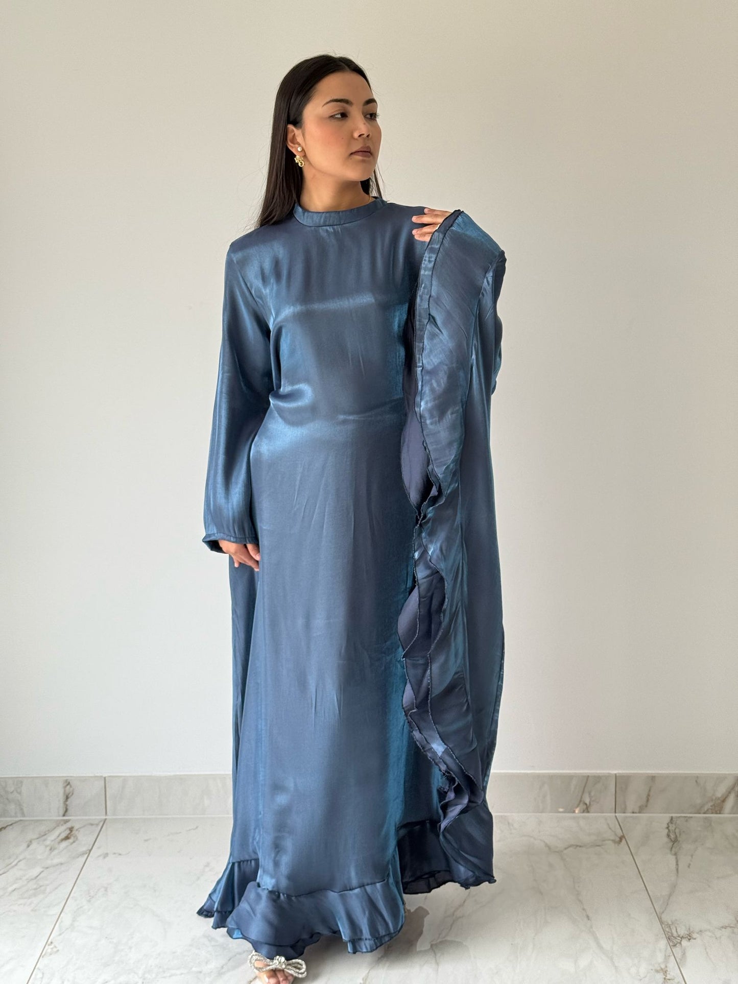 Blue Frilled Kaftan