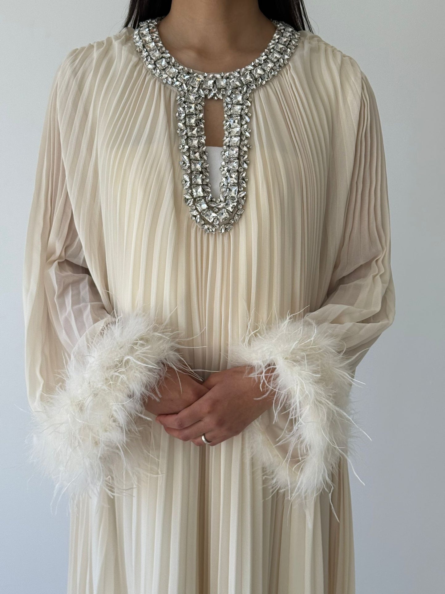 Pearl Embellished Feather Dress