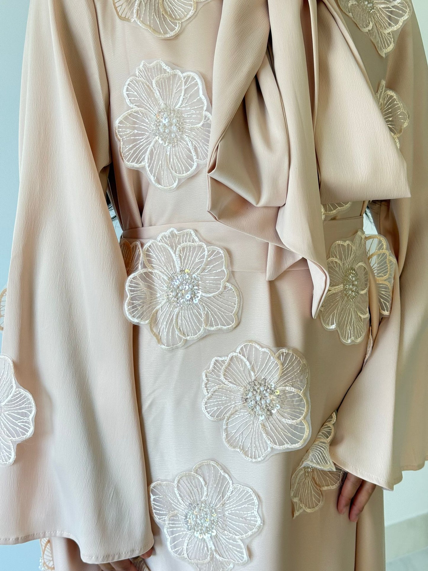Blush Bloom - Appliqué Maxi Dress