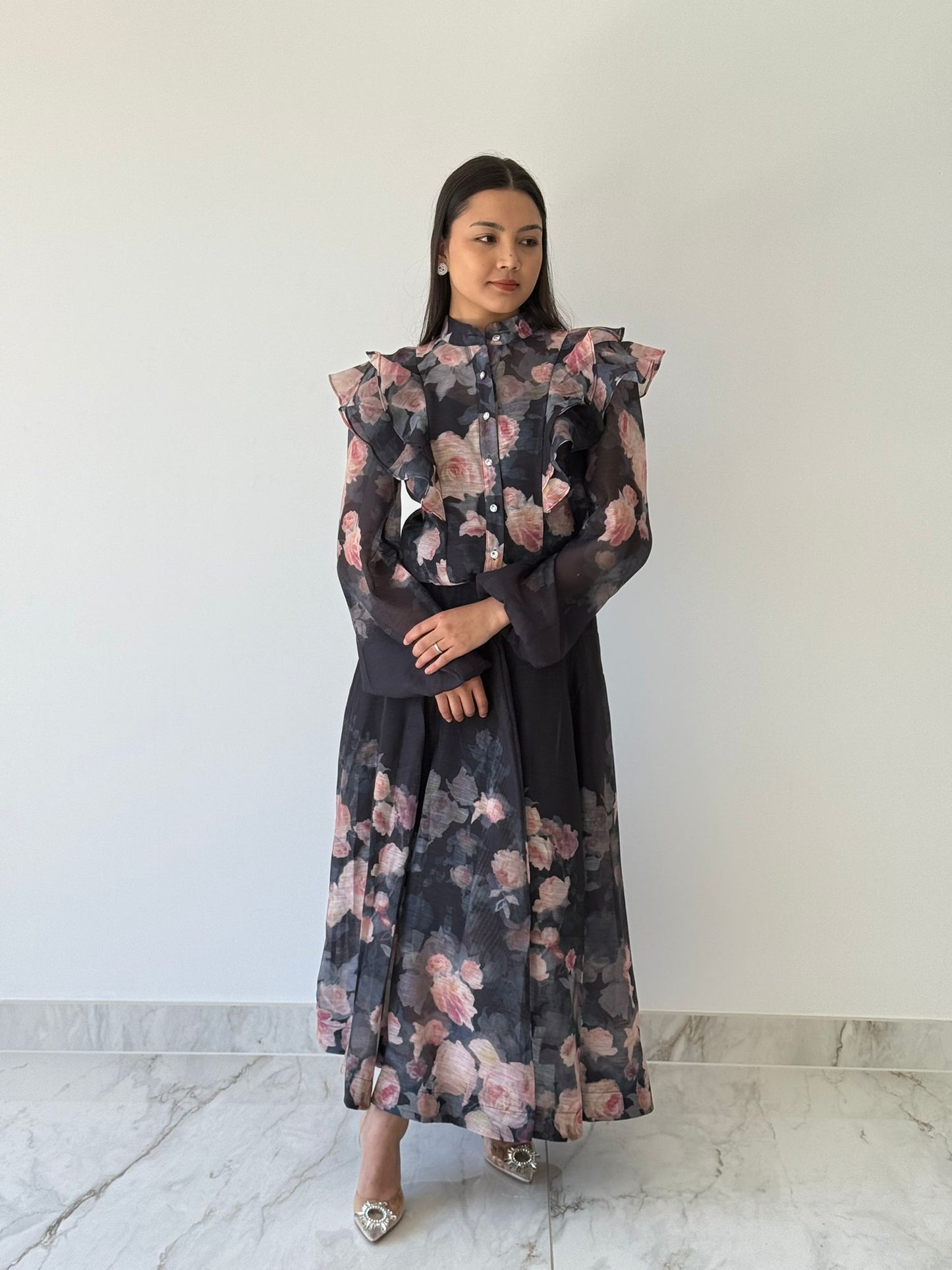 Floral Blouse & Skirt Set
