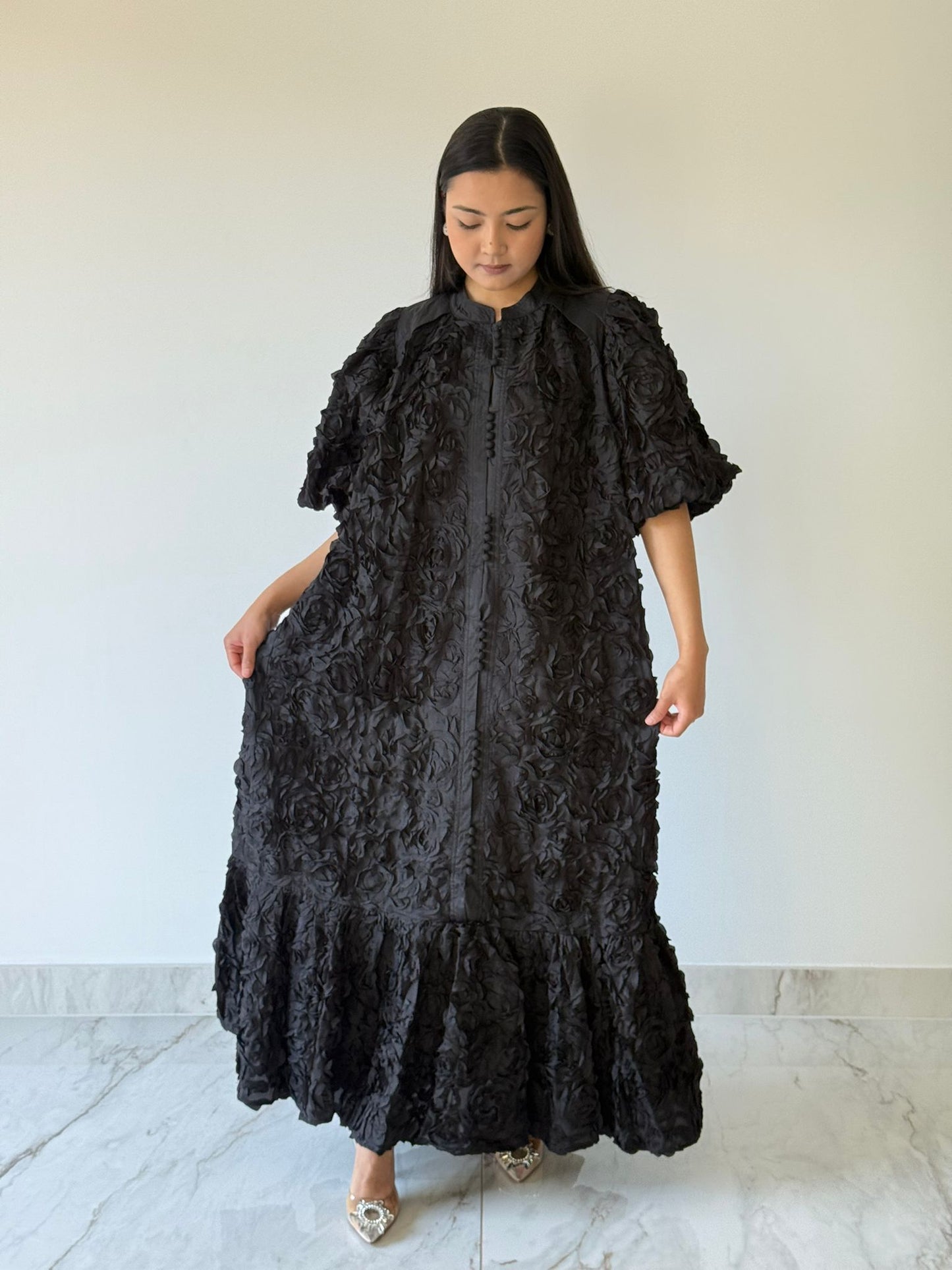 Midnight Rose Textured Maxi Dress