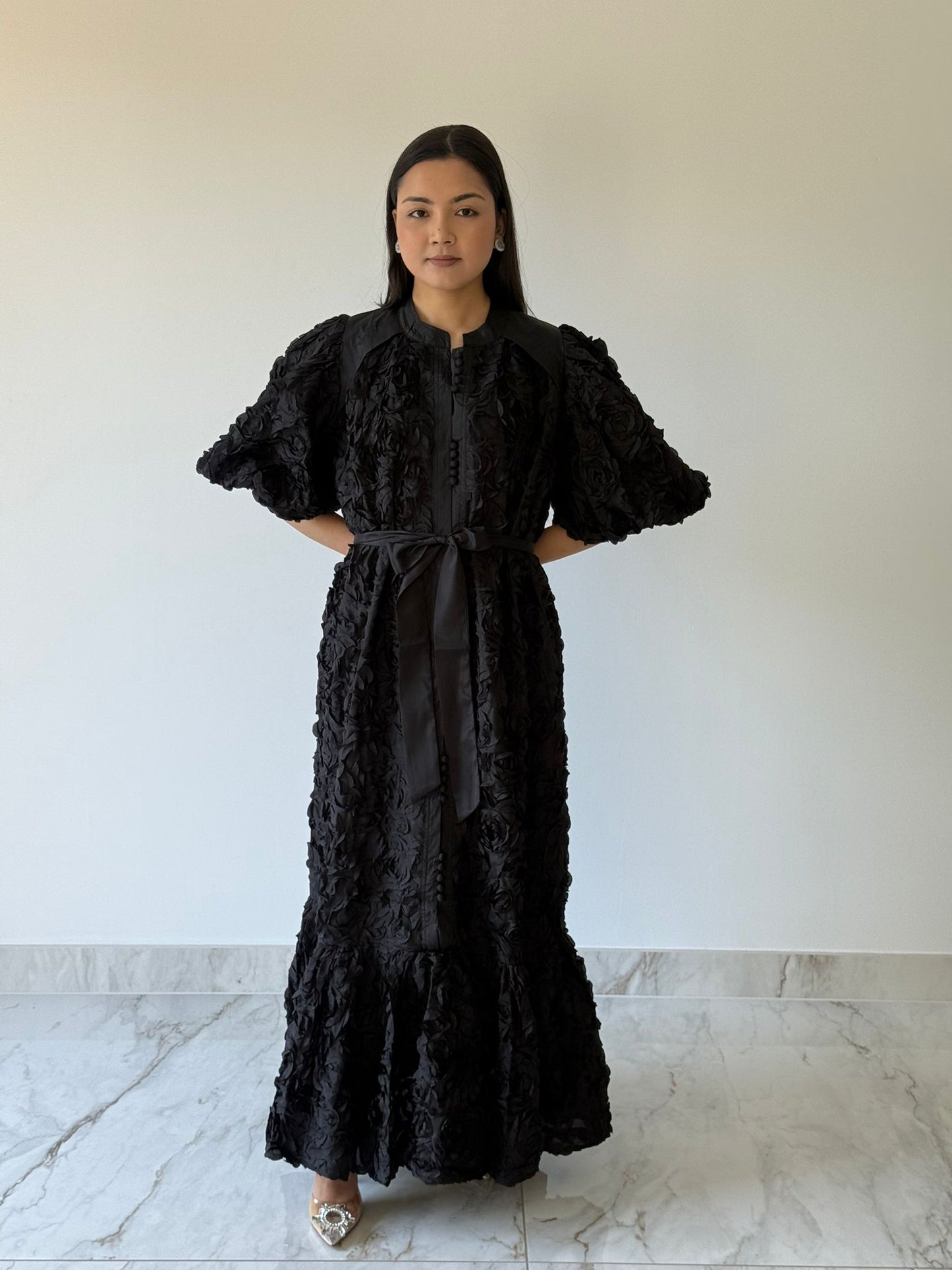 Midnight Rose Textured Maxi Dress