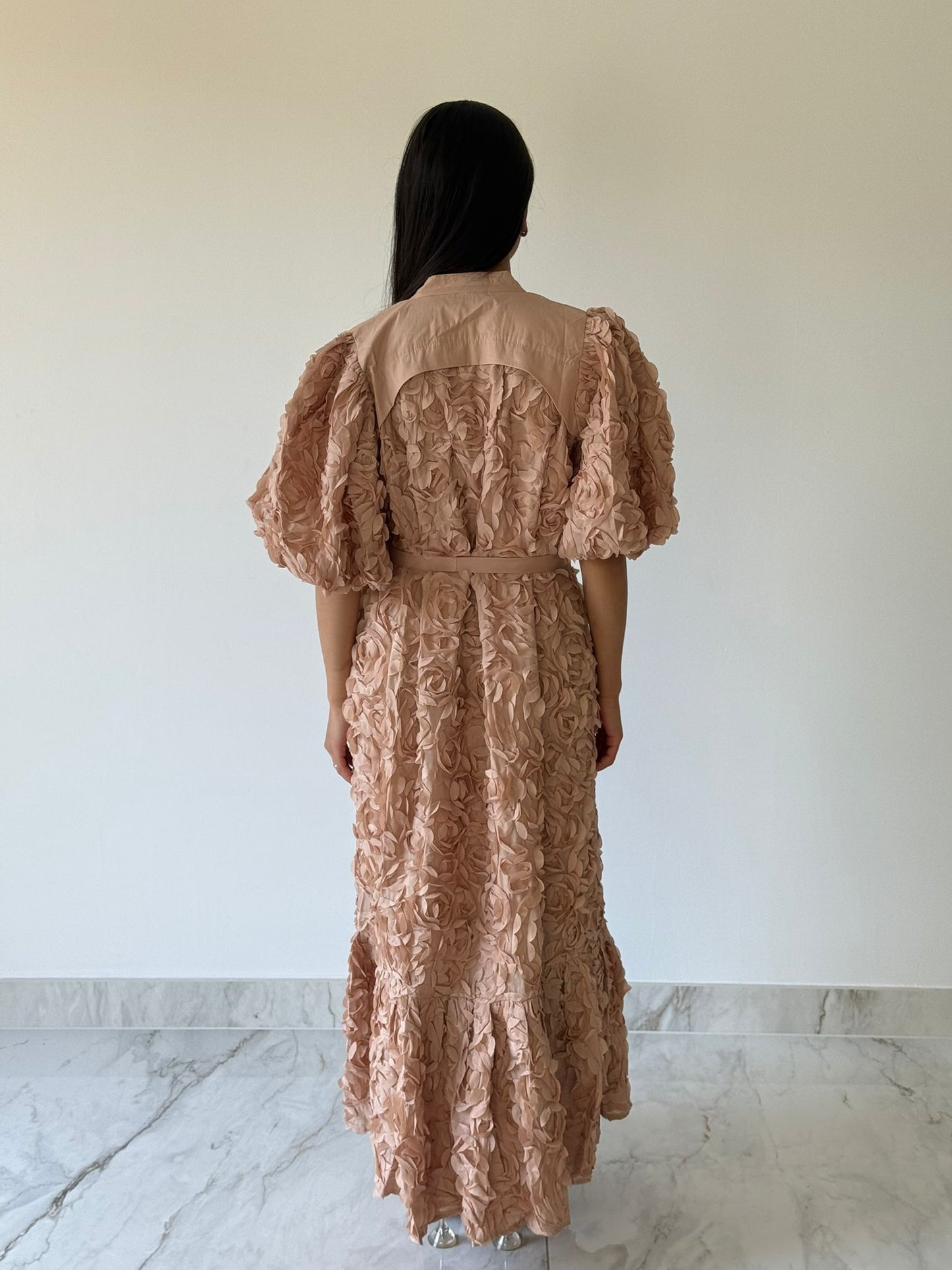 Rose Blush Textured Maxi Dress