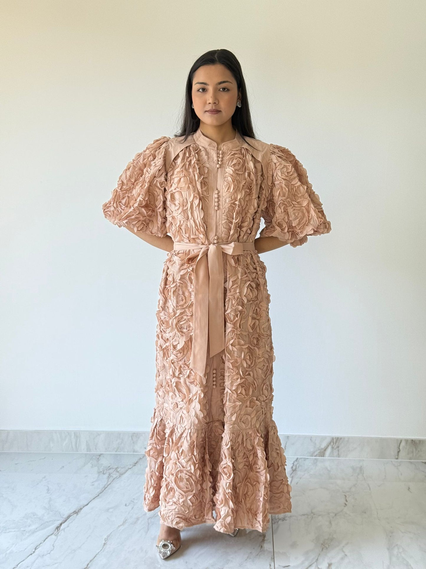 Rose Blush Textured Maxi Dress