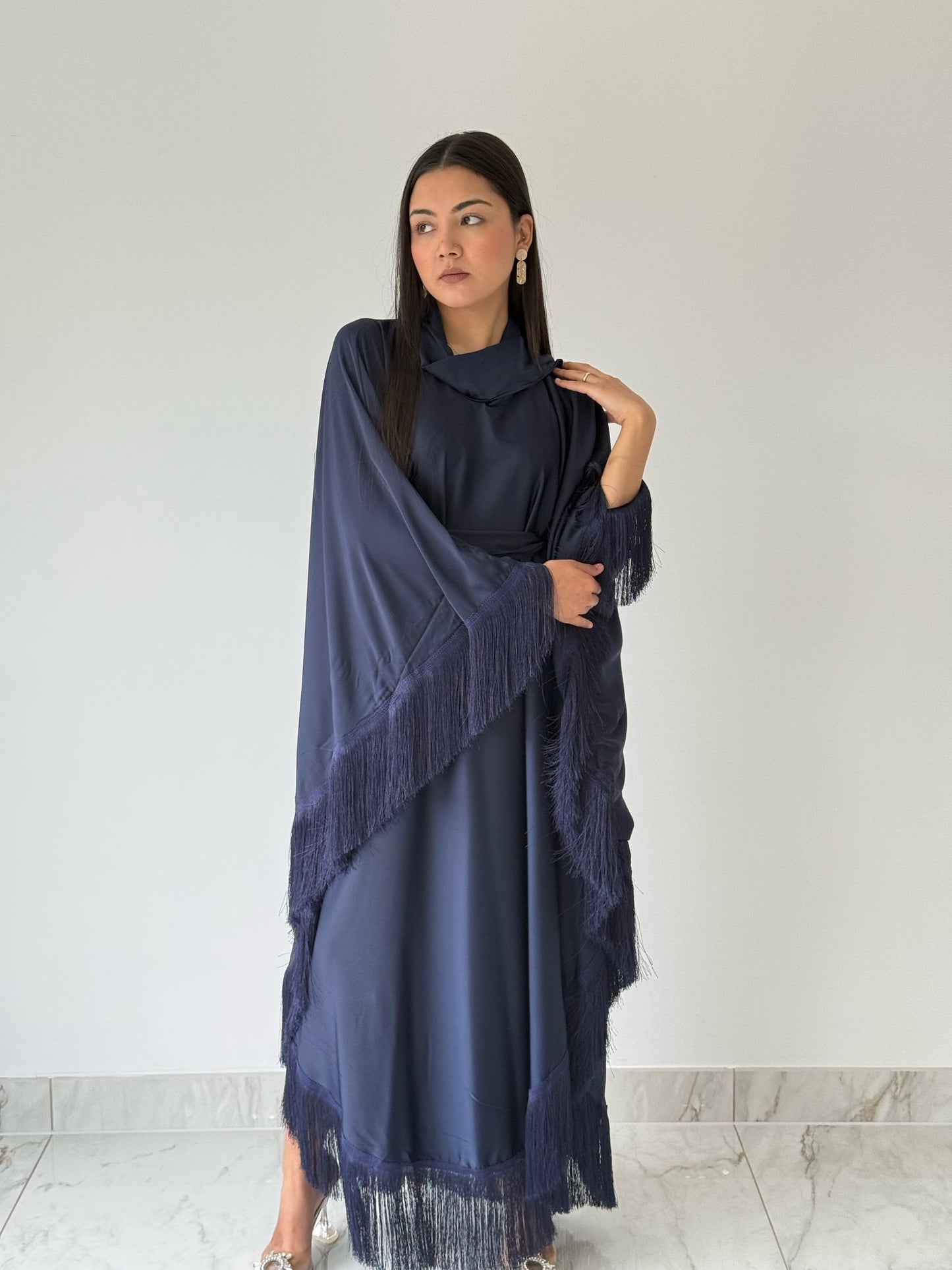 Tassel Navy Abaya