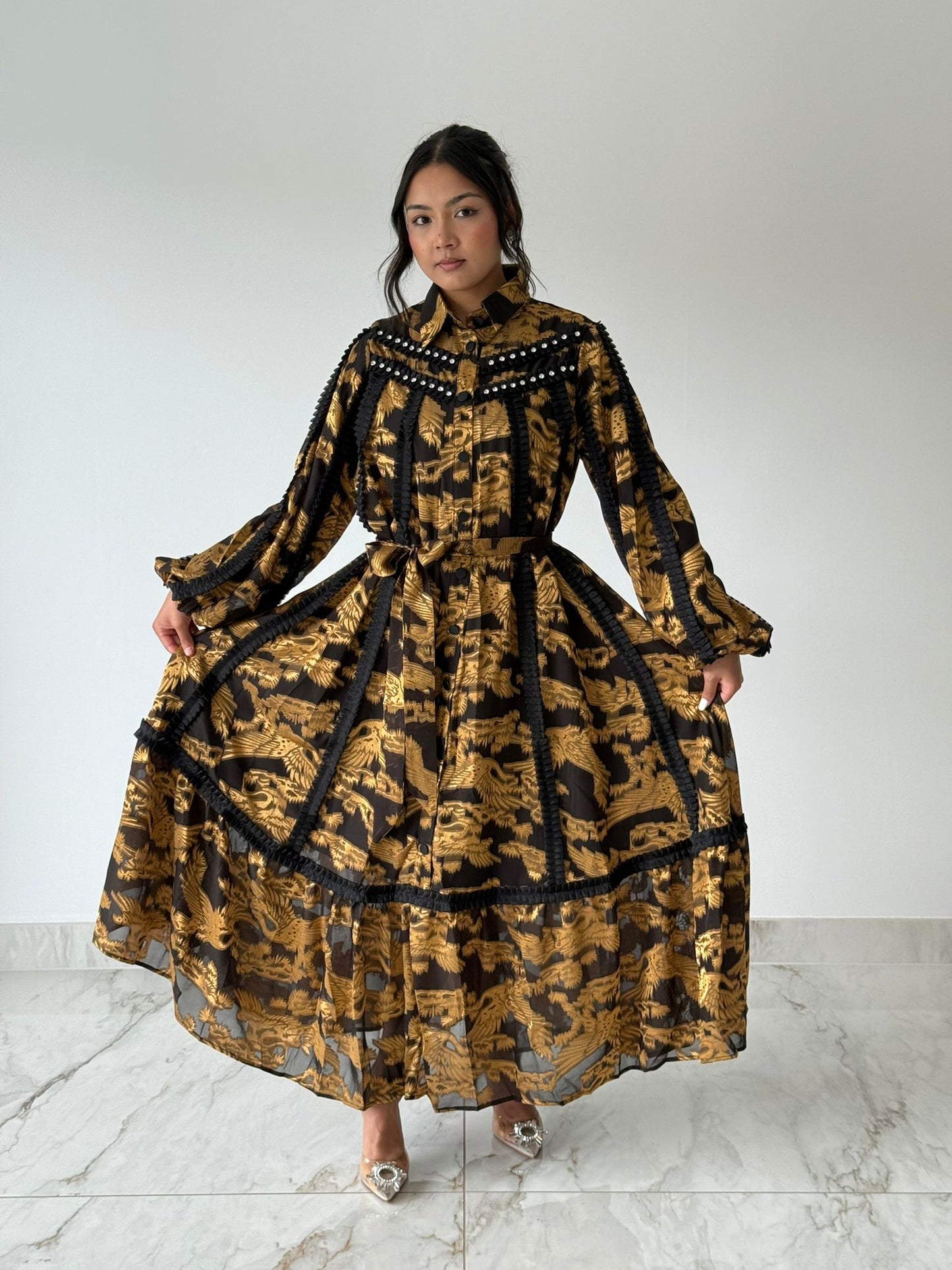 Gold Paisley Maxi Dress