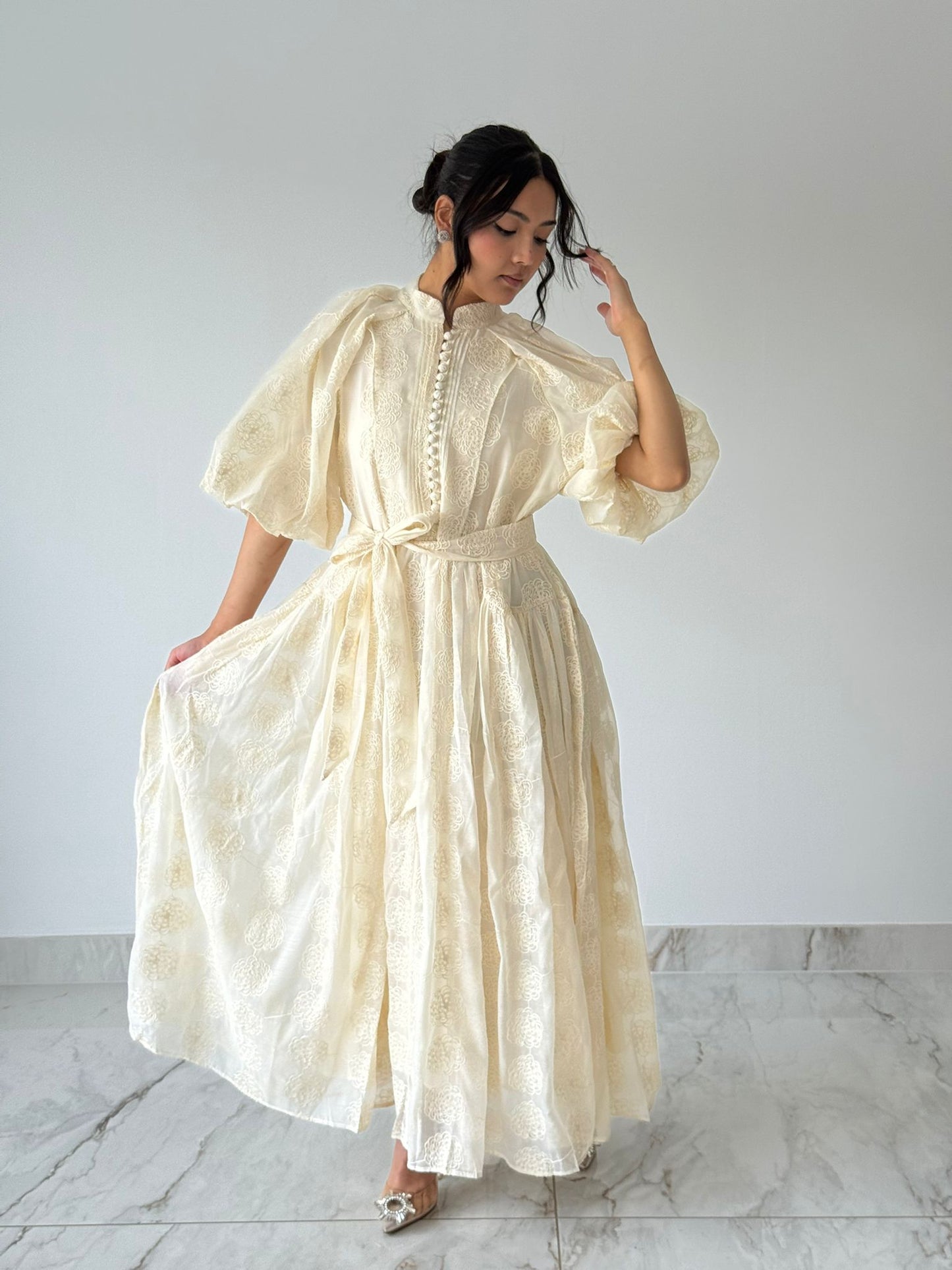Cream Fleur Maxi Dress