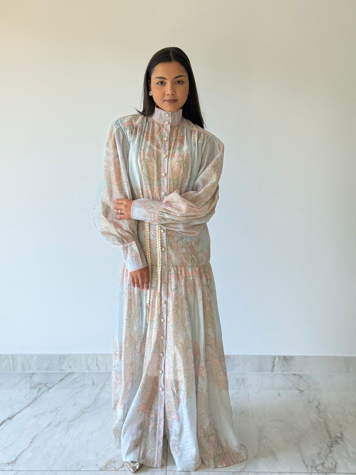 Blue Paisley Print Maxi Dress