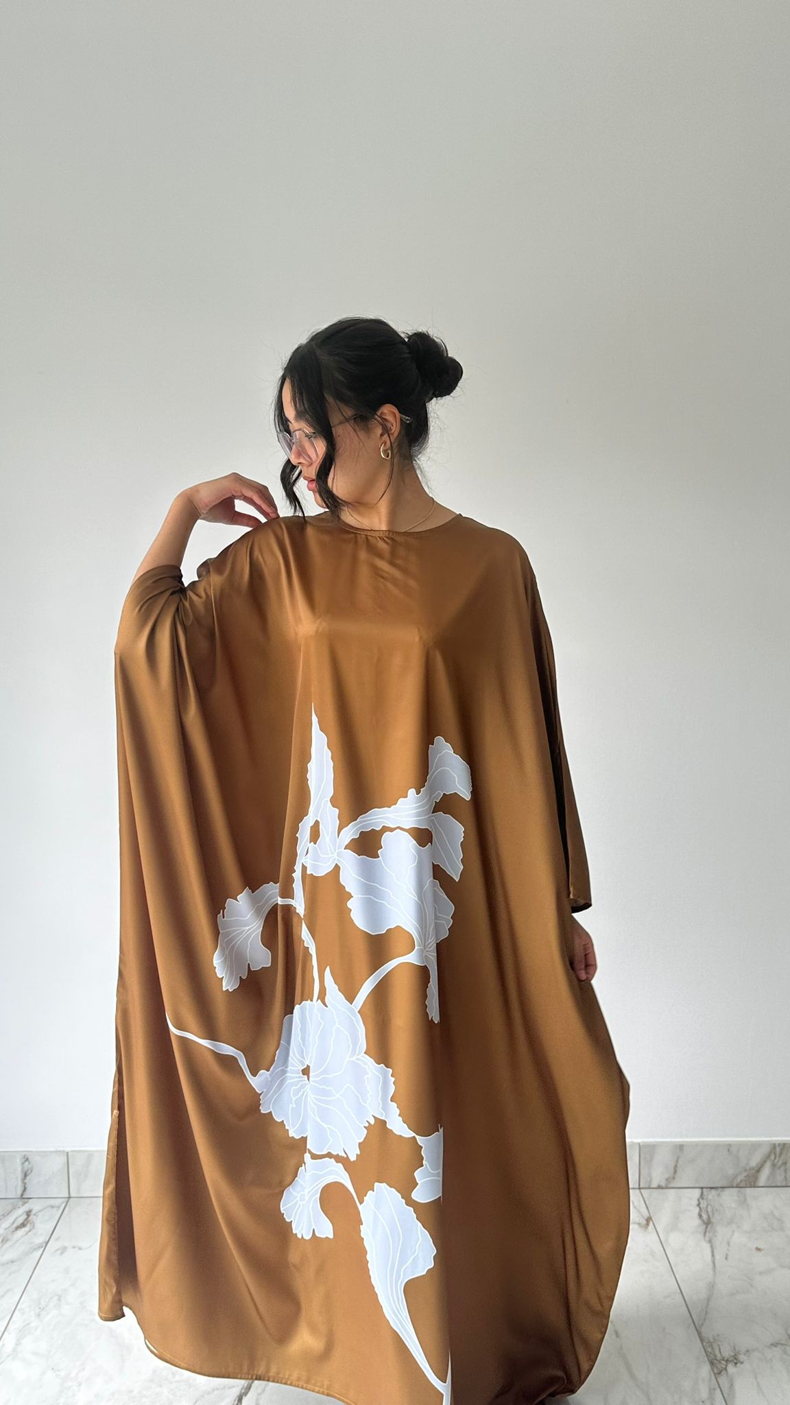 Brown Floral Print Dress