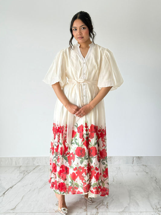 Cream Rosewood Floral Maxi Dress
