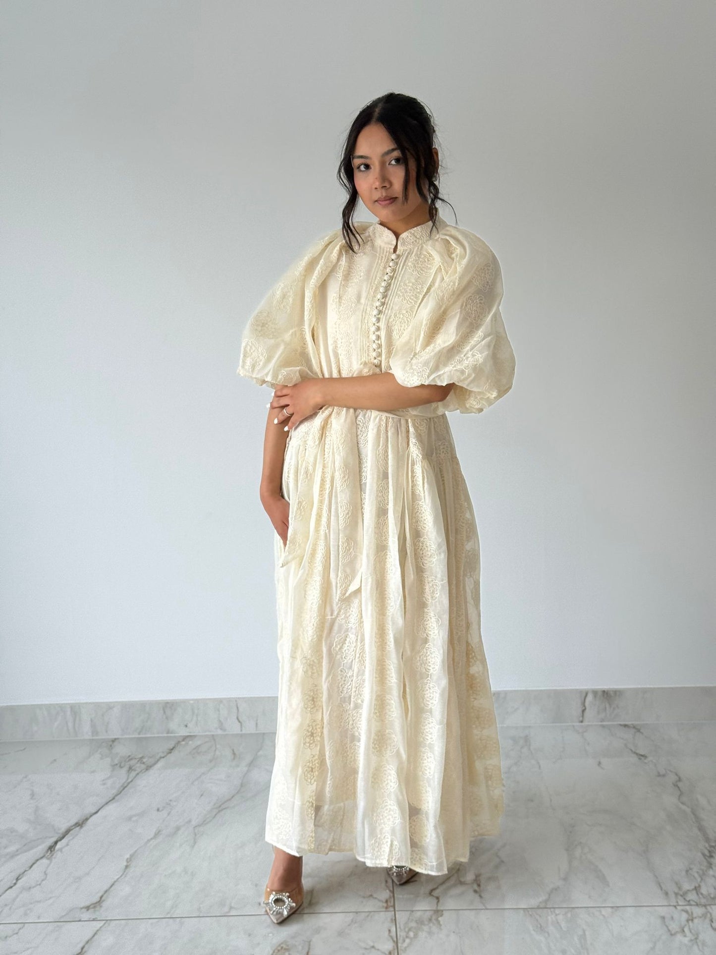 Cream Fleur Maxi Dress