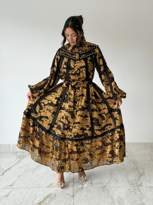 Gold Paisley Maxi Dress