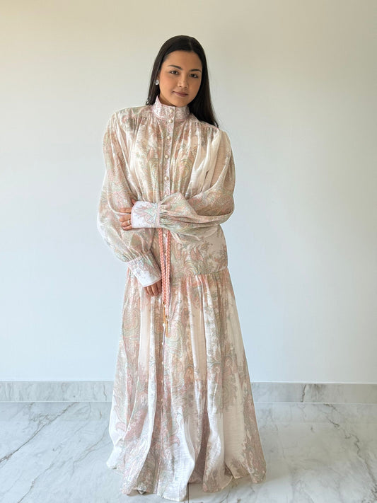 Pink Paisley Print Maxi Dress