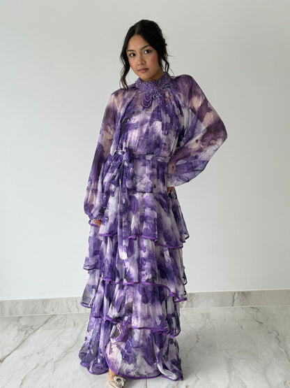 Purple Ruffle Maxi Dress