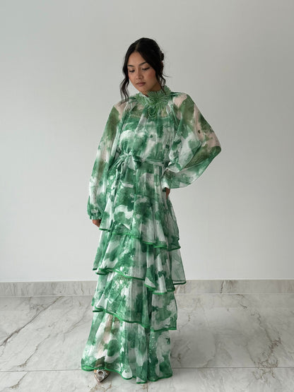 Meadow Green Ruffle Maxi Dress