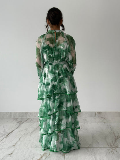 Meadow Green Ruffle Maxi Dress