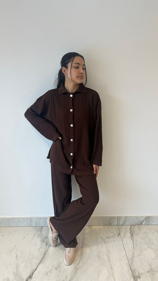 Brown Button Knit Coord