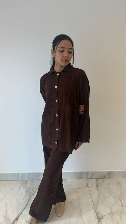 Brown Button Knit Coord