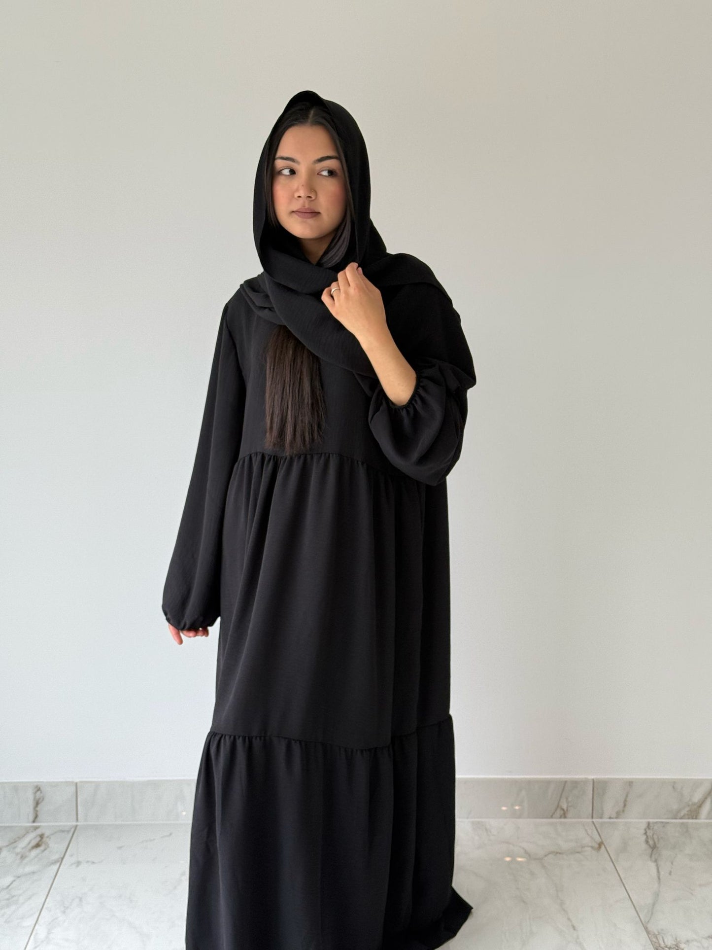 Black Abaya with Attached Scarf