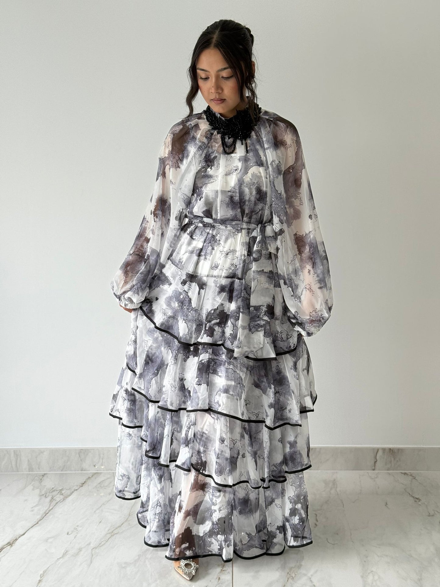 Black Ruffle Maxi Dress