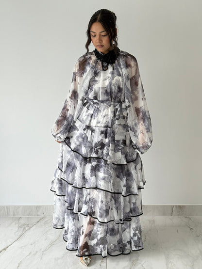 Black Ruffle Maxi Dress