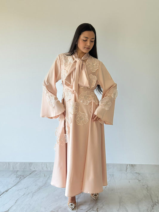 Blush Bloom - Appliqué Maxi Dress