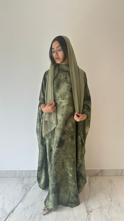 Forest Green Tie Dye Kaftan