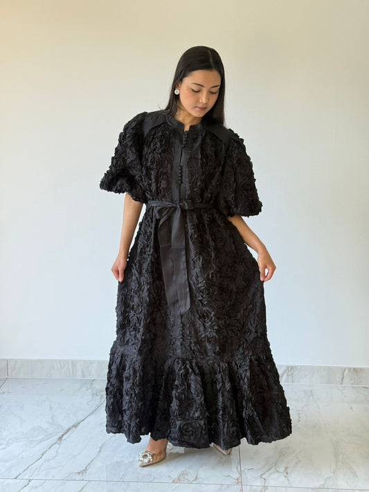 Midnight Rose Textured Maxi Dress