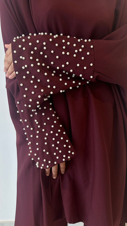 Burgundy Pearl Neck & Sleeve Coord