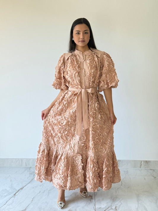 Rose Blush Textured Maxi Dress