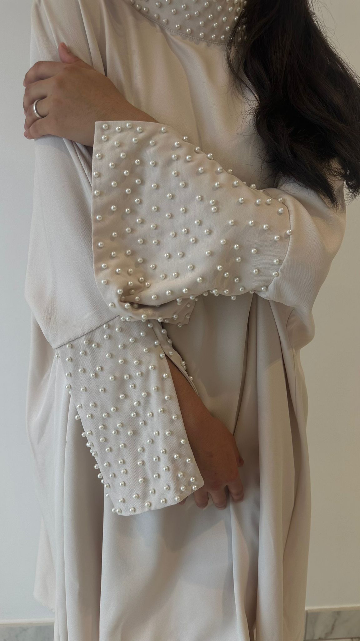 Cream Pearl Neck & Sleeve Coord