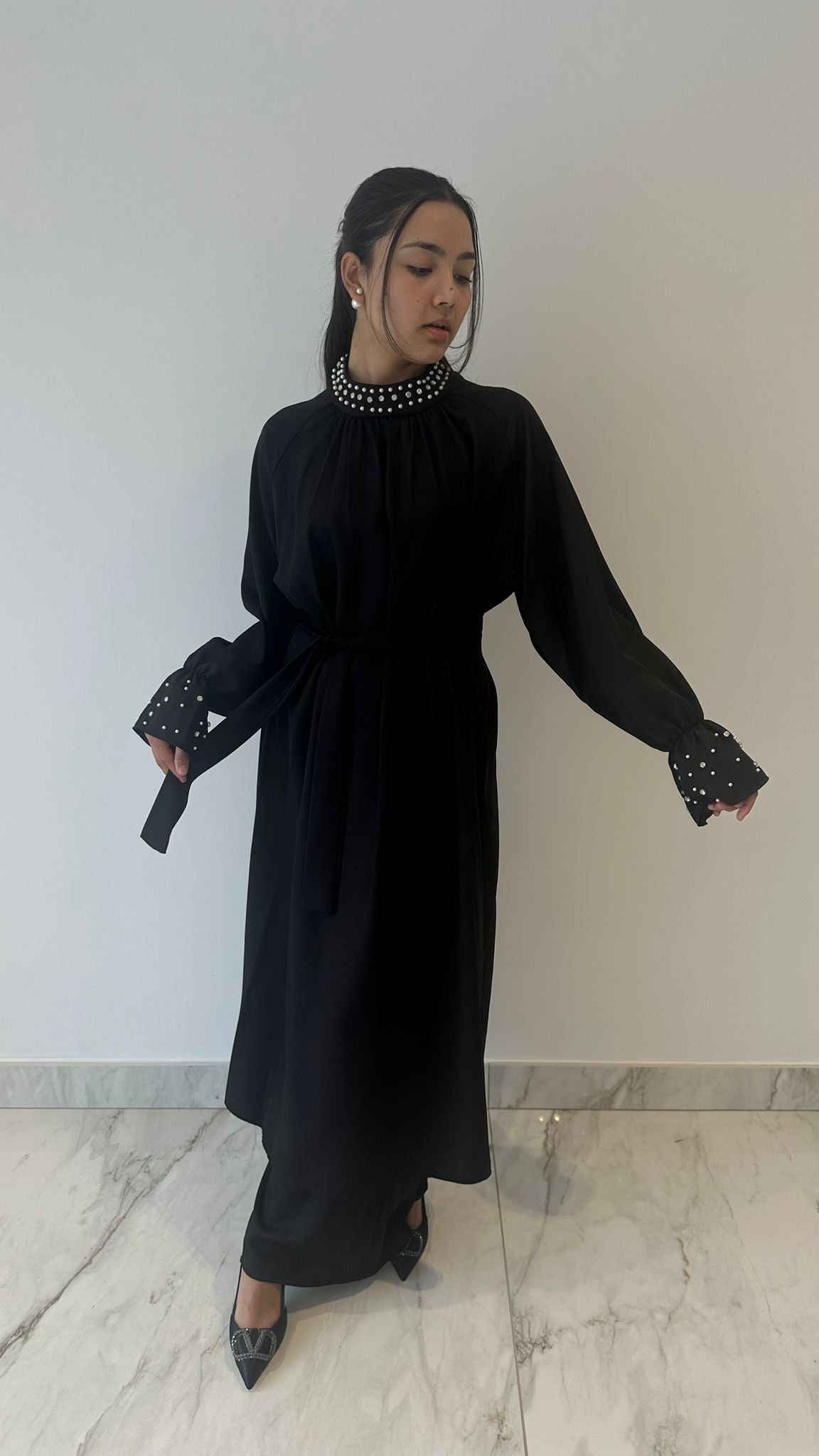 Black Embellished Midi Coord