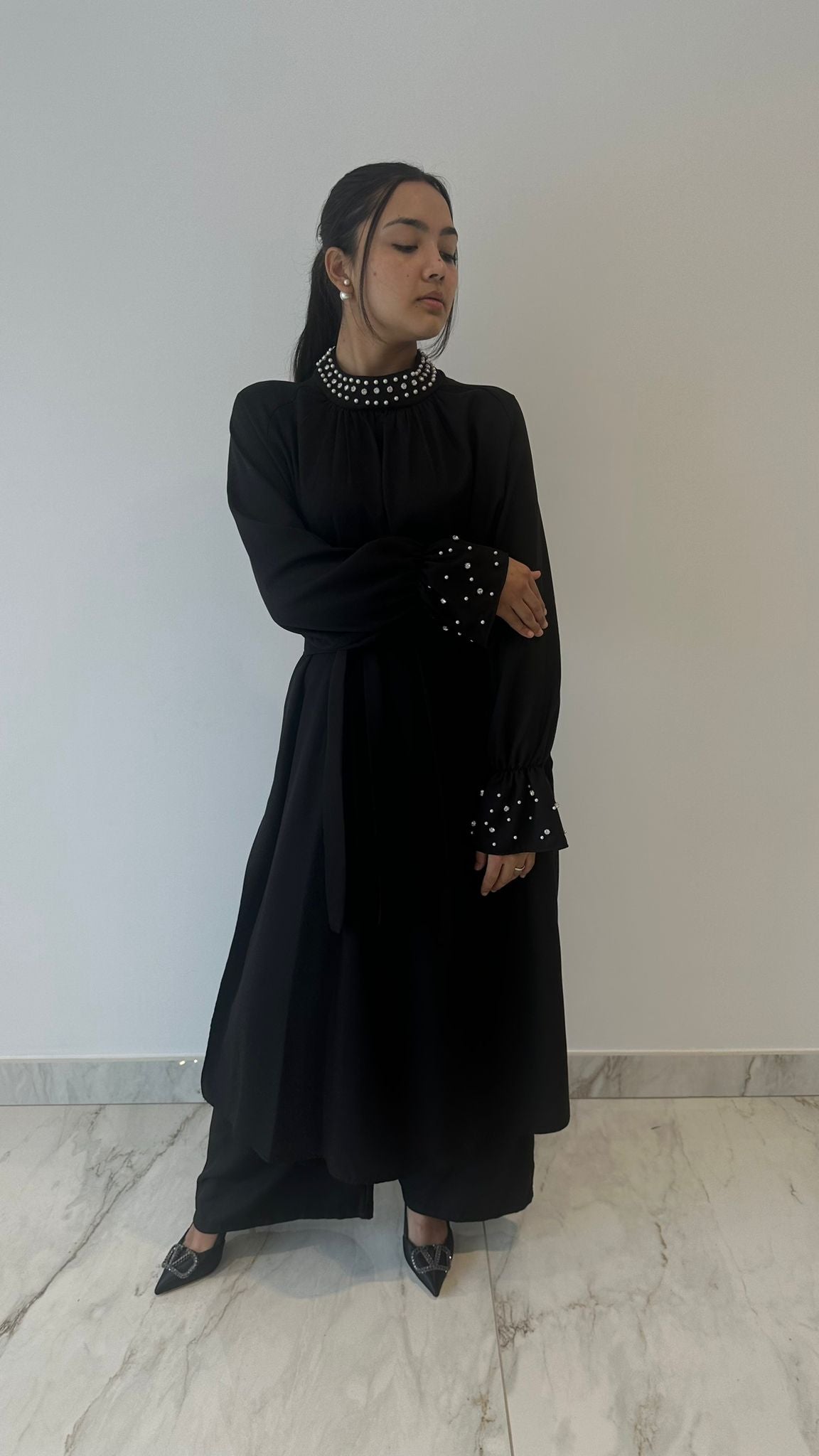 Black Embellished Midi Coord