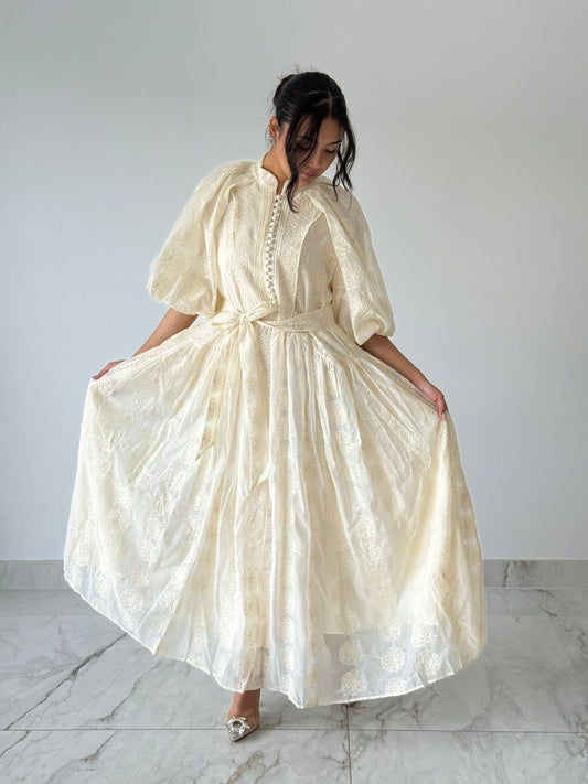 Cream Fleur Maxi Dress