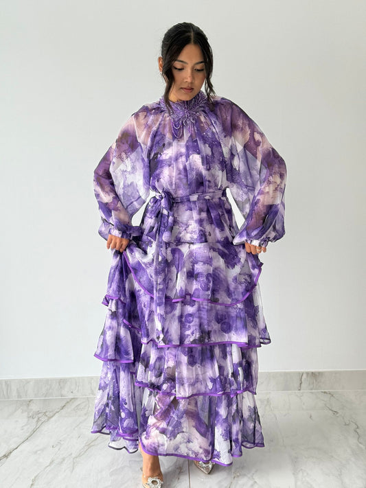 Purple Ruffle Maxi Dress